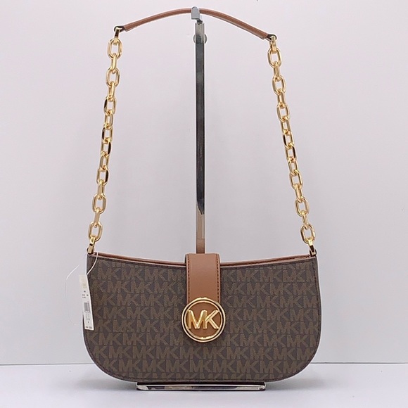 MICHAEL KORS
Carmen Small Shoulder Pochette Bag
Brown Signature 
NWT - Picture 14 of 16